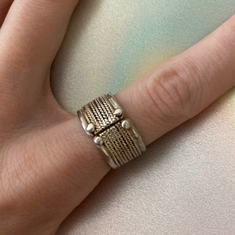 Vintage sterling silver braided rope ring
